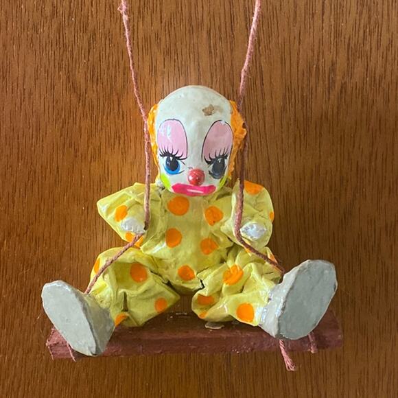 Vintage Paper Mache Swinging Hanging Clown Dolls Circus 3 Mexican Folk Art Fair - Picture 2 of 12